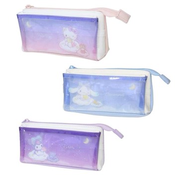 小禮堂 Sanrio 三麗鷗 皮質雙層拉鍊筆袋 (星空款) Kitty 酷洛米 大耳狗