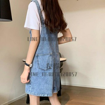 牛仔背帶短裙女港味韓版寬松學生百搭高腰顯瘦連衣吊帶裙【雲木雜貨】
