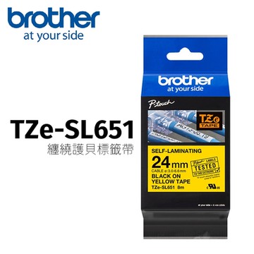 brother 原廠纏繞護貝標籤帶 24mm  TZe-SL651  黃底黑字