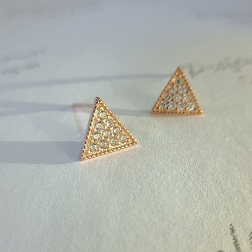 [米蘭精品] 925純銀耳環鋯石耳釘-三角形幾何簡約百搭七夕情人節生日禮物女飾品3色73zw58