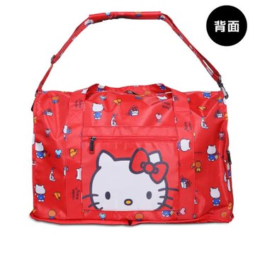 日本kitty貓卡通手提行李包 大容量可套拉桿收納袋折疊單肩大挎包