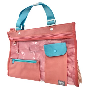 Bagtory HK 百寶袋王 乖乖拎書袋組合3件組 - 草莓粉 特厚0.3mm透明環保PVC聚氯乙烯物料  37 x 11.5 x 29cm