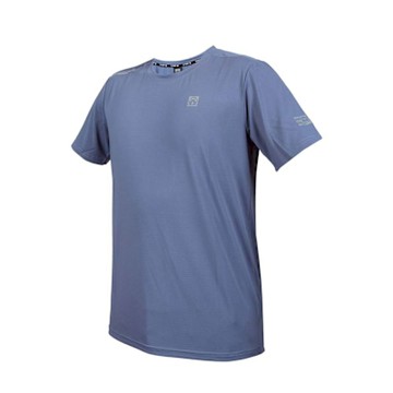 FIRESTAR 男短袖冰感圓領T恤-慢跑 路跑 休閒 涼感 反光 D5830-13 灰藍銀