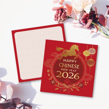 業務必備 2026 馬年新年賀卡 公版 可客製 手寫謝卡 9x9cm-H款