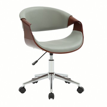 E-home Jessie傑西PU面流線曲木可調式電腦椅-兩色可選灰色