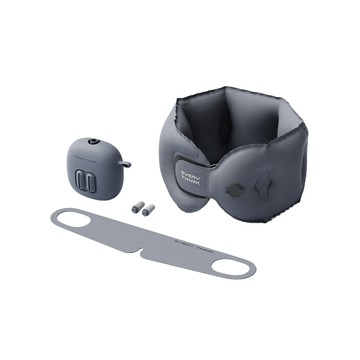 EVERY THINK｜捲捲充氣旅行三件組(充氣頸枕+薄貼眼罩+降噪耳塞) 附專屬充氣收納盒