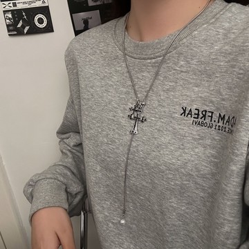 【台灣公司 可打統編】免運 暗黑小眾雙十字架長款項鏈女嘻哈潮酷鎖骨鏈辣妹風網紅衛衣鏈頸鏈 可開發票 全館五折 工廠現貨直銷 新品特價 z9211