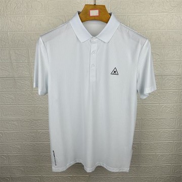 夏季新款白色速干透氣冰爽雅羔端錦綸彈力翻領短袖T恤剪