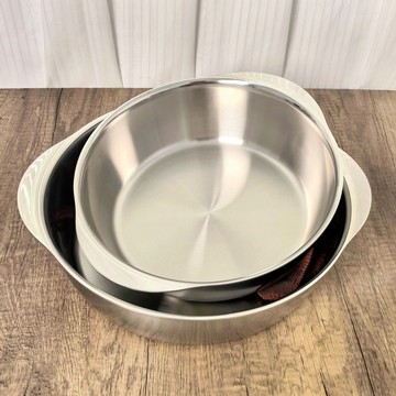 台灣出貨 加厚18/10不銹鋼一體成型家用帶耳盆火鍋電磁爐水煮魚可用特厚