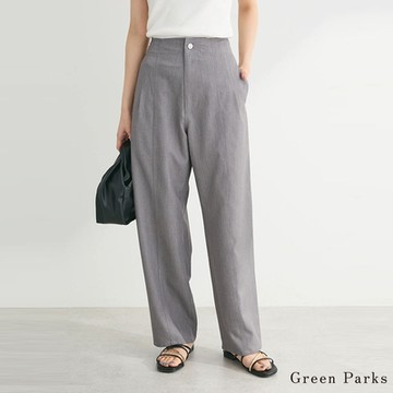 Green Parks 俐落褶線後鬆緊休閒長褲
