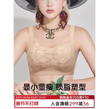 潤微提拉內衣女大胸顯小聚攏防下垂收副乳大碼調整無痕無鋼圈文胸