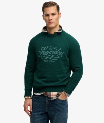 Superdry Men's Merchant Vintage Print Sweatshirt Green Size: Xxxl