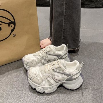 老爹鞋女2025年春夏季新款時尚百搭網面透氣厚底增高休閑運動鞋潮