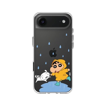 iPhone Air Clear Case（相機按鈕） 透明 - 蠟筆小新 Crayon Shinchan - 小新小白雨天散步