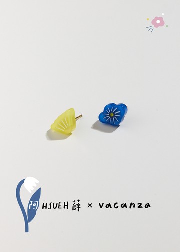 插畫家阿薛聯名｜藍黃小花・純鋼耳環