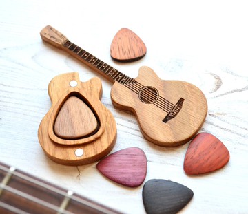 带木镐的吉他采摘盒 吉他拨片架 个性化礼品