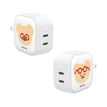 【正版授權】TETEUM比比大頭款GaN 45W Type-C雙孔充電頭