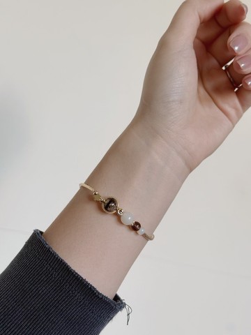 Mimis設計款 古典雅緻 胎毛 母乳雙珠水晶手鍊