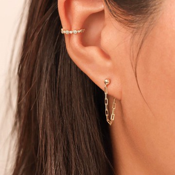 防過敏 s925銀鏈條長耳環 鍍金系列 18k金色 方塊鏈耳環 耳釘