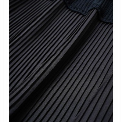 「cawaii french」ニット セーター ハイネック タートルネック 長袖 パフスリーブ ぽわん袖 ドッキング プリーツ フレア 無地 ボトルネック ブラック 黒 秋 冬 cawaii french」ニット セーター ハイネック タートルネック