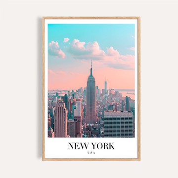 紐約晨曦天際線 New York Skyline Dawn / 城市景觀插畫海報 掛畫