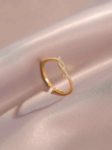 玩賞級珠寶 | 交叉食指戒純銀鍍14K | 可升級純K金白金