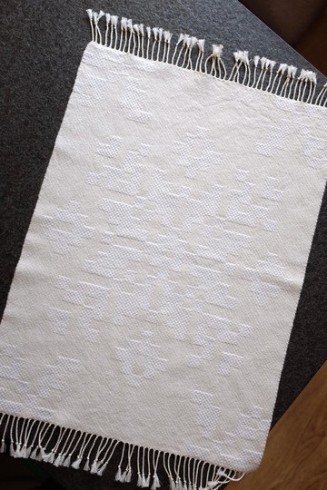 原創手工梭織白色雪花小桌布/餐墊