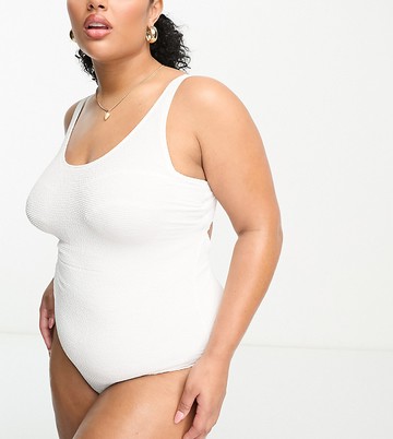 Ivory Rose Plus crinkle swimsuit in white