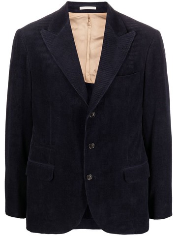 Brunello Cucinelli - single-breasted velvet blazer - men - Cotton/Cupro - 48 - Blue