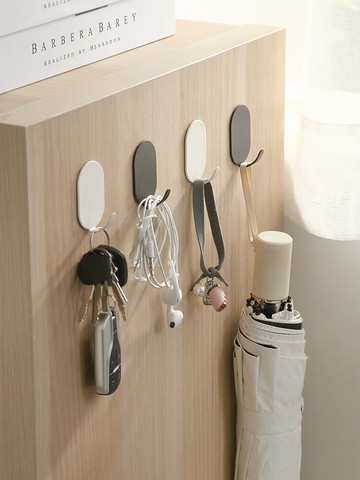 無痕置物自粘粘墻塑料衣架網紅掛鉤廚房門后免打孔強力承重