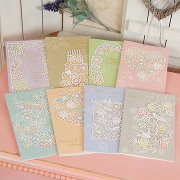 伊和諾拾風賀卡WISH-1408雕刻鏤空典雅珠光祝福卡生日卡萬用卡