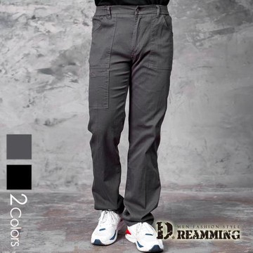 【Dreamming】四季款高棉魔鬼氈口袋鬆緊腰休閒長褲 工作褲(共二色)