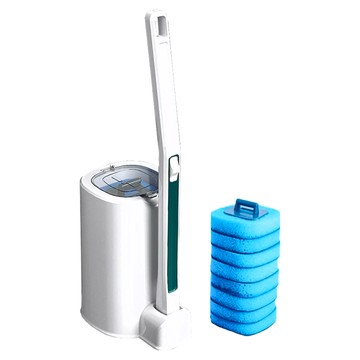 拍平方 拋棄式馬桶刷 ABS 海綿材質 刷頭*8  墨綠色  1組