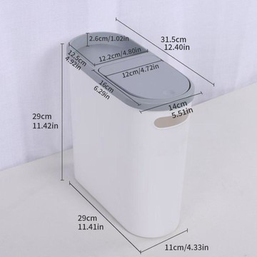 【限時特惠】 夾縫垃圾桶 衛生間廚房垃圾桶 佔地面積小垃圾桶家用廁所臥室按壓式帶蓋垃圾筒廚房衛生間夾縫垃圾桶