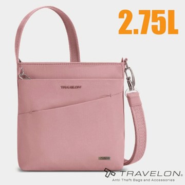 【Travelon】Roam防盜斜背包-ATUNAS聯名款2.75L.旅遊單肩側背包.證件隨身包_TL-43675A 粉紅