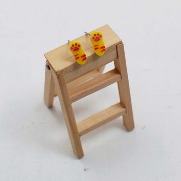 貓掌小肉球耳環抗過敏鋼針/可改夾式/黃橘條文