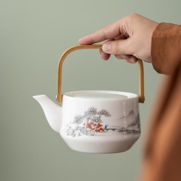 德化羊脂玉瓷提梁壺大容量陶瓷茶壺家用功夫茶具單個泡茶壺冷水壺