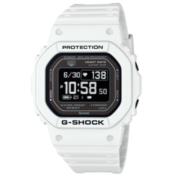 CASIO卡西歐 G-SHOCK 心率偵測 藍牙 太陽能電力 白色 經典方型 運動系列 DW-H5600-7_44.5mm