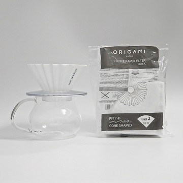 ORIGAMI 手沖組｜陶瓷濾杯組Ｓ＋Pinot玻璃壺＋濾紙Ｓ