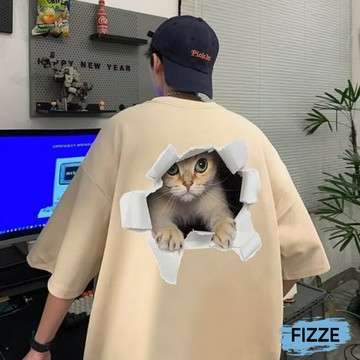 五分袖 上衣 T恤 短T 素T 寬鬆短袖 落肩五分袖短T 寬鬆衣服 短袖衣服 印花T恤 ATHT373【FIZZE】