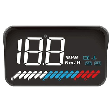 領先者 M7 雙系統多功能汽車抬頭顯示器 白光大字體 HUD GPS + OBD2 3.5吋  1個  黑色