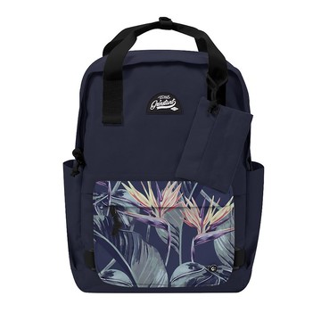 Grinstant混搭可拆組式15.6吋後背包 - 冒險系列 (海軍藍配橙花)