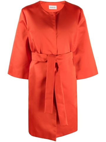 P.A.R.O.S.H. - collarless belted coat - women - Polyester/Viscose/Acetate - M - Red