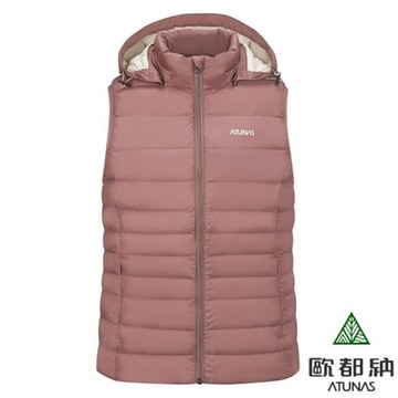 【歐都納 ATUNAS】女款 90/10潑水羽絨保暖背心_A1VE2204W 鮭魚粉