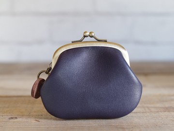 皮革口金零錢包 海軍藍