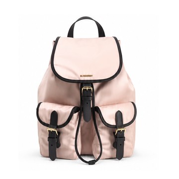 BURBERRY 經典金屬LOGO尼龍抽繩後背包(粉色)
