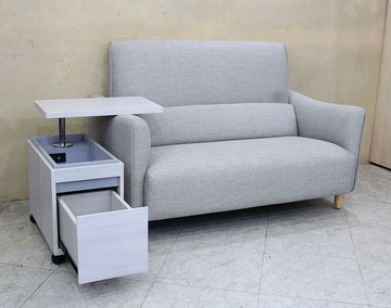 【歐風別館】亞培洗白色可升降桌邊几【小茶几~USB~隙縫櫃~床頭櫃~基隆至台中免運費】