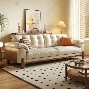 台灣公司貨 免運/開發票 復古油蠟皮云朵沙發中古風極簡美式小戶型客廳直排沙發棕色 真皮沙發 多件沙發組 直排沙發 快速出貨D 免费寄樣