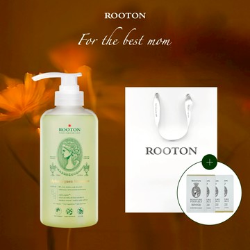 快速出貨【ROOTON】好孕媽媽！甦活植萃洗髮精500ml+淨粹植潤沐浴膠5ml x2+淨粹植潤身體乳5ml x2+燙金禮袋