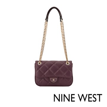 NINE WEST HALEEMA 菱格鍊帶斜背包-酒紅色(575621)